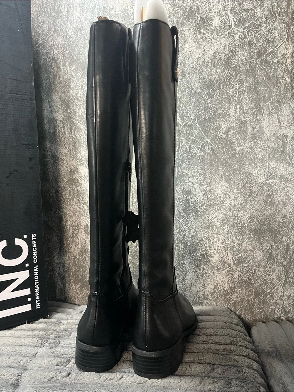 INC International Concepts Black Over-the-Knee Riding Boots